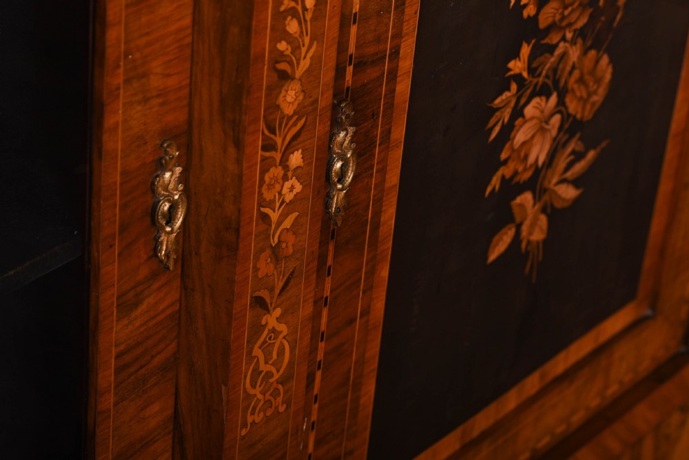 Stunning Walnut break fronted marquetry credenza View VI