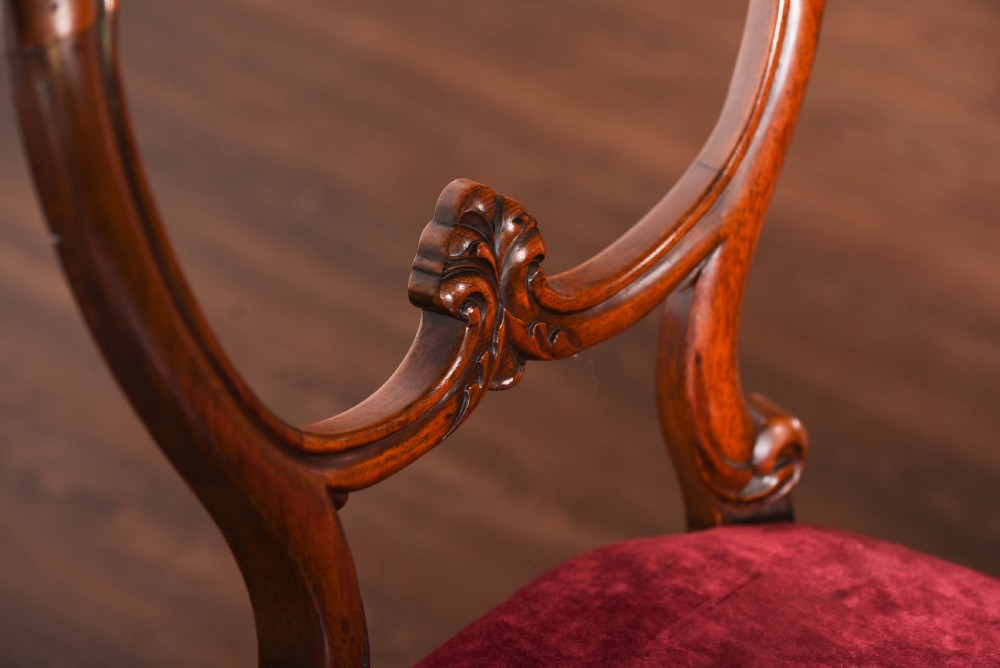 Set of 6 Solid rosewood cabriole leg balloon back chairs  View XVI