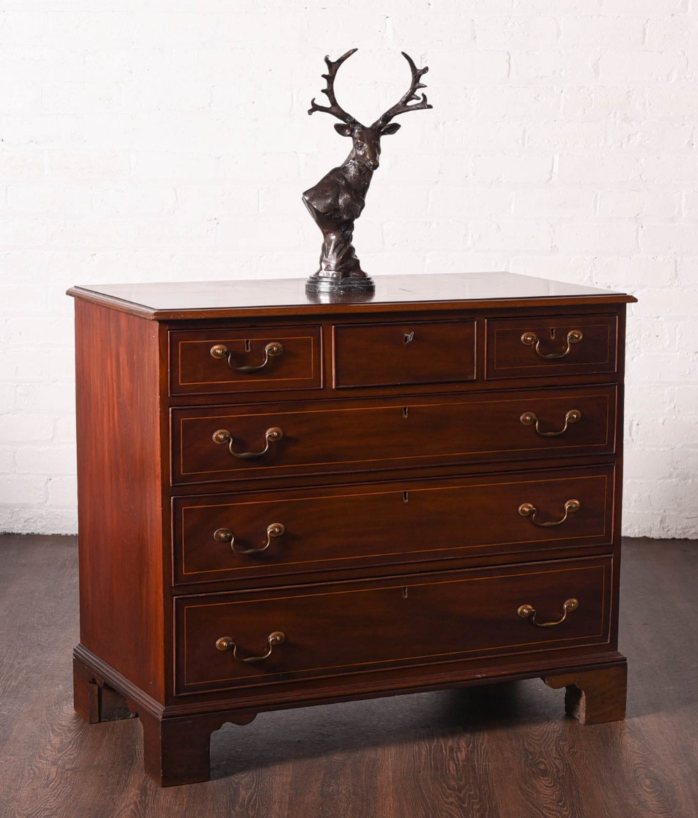 Georgian inlaid  3 over 3 Mahogany chest of drawers 