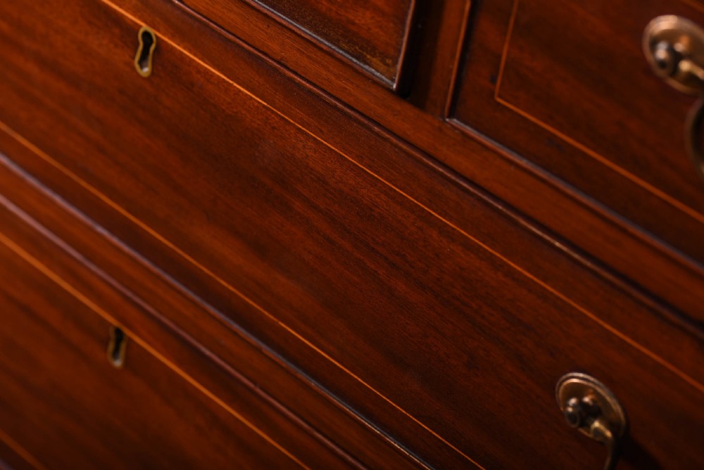 Georgian inlaid  3 over 3 Mahogany chest of drawers  View IX