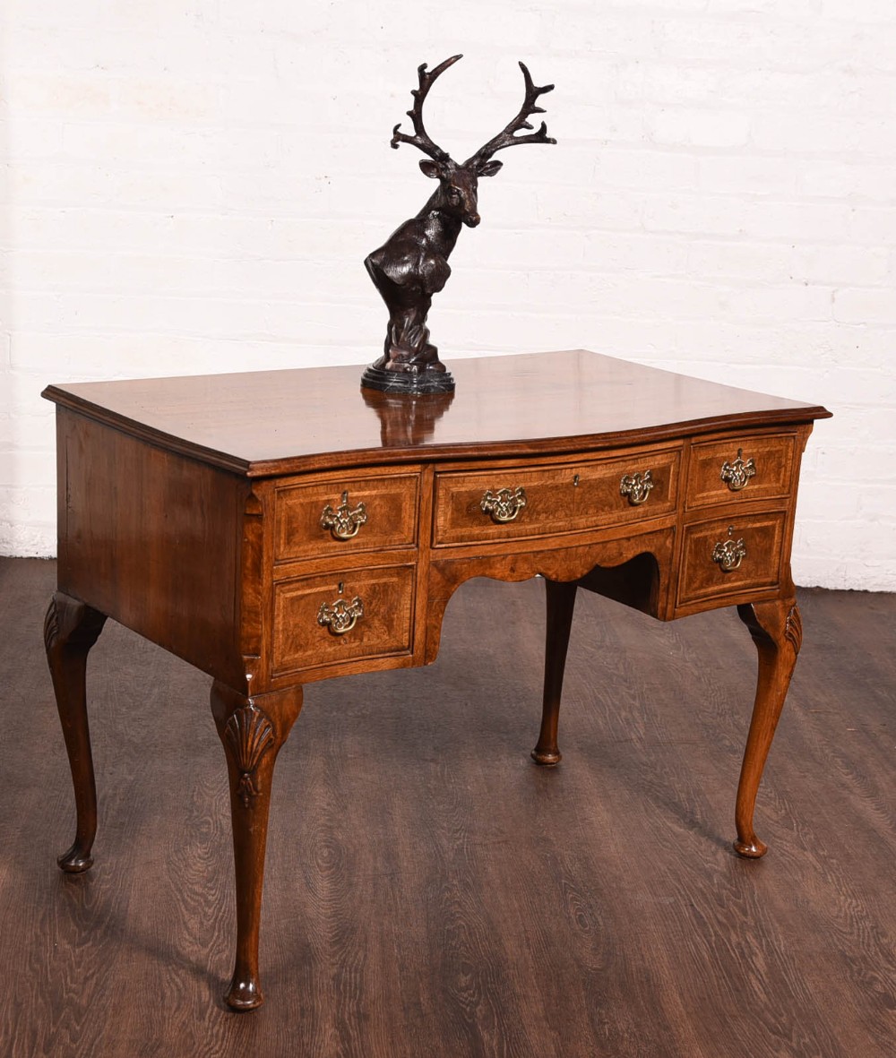 Walnut inlaid serpentine front Desk 