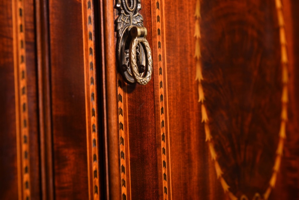 Impressive Edwardian inlaid mahogany princess Wardrobe View IV