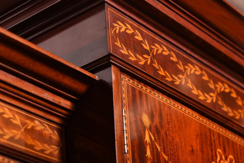 Impressive Edwardian inlaid mahogany princess Wardrobe View VIII
