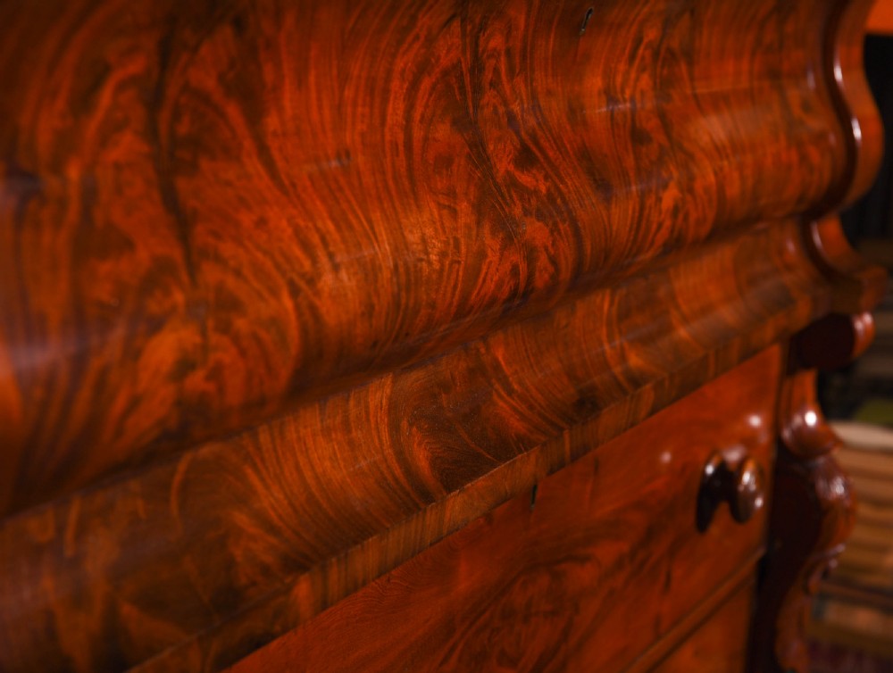 Stunning Scottish flame Mahogany ogee chest of drawers View V