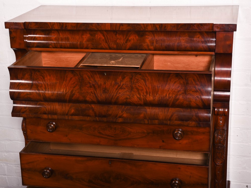 Stunning Scottish flame Mahogany ogee chest of drawers View XIII