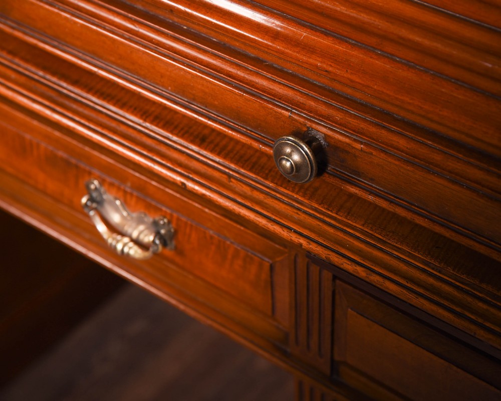 Stunning mahogany roll top desk by maple and co london View III