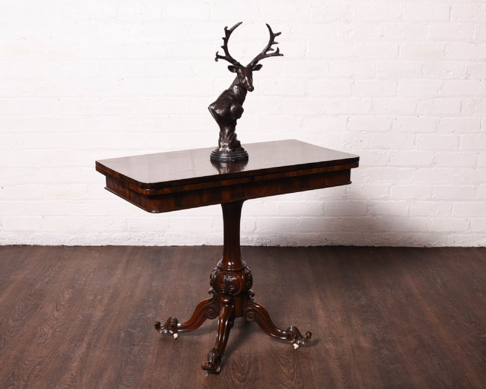 Victorian rosewood pedestal fold over card table 