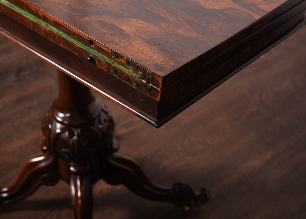 Victorian rosewood pedestal fold over card table  View IX