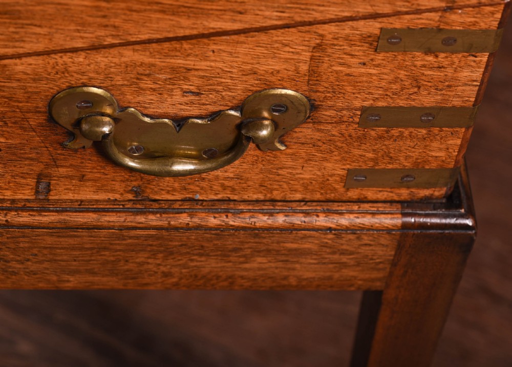Brass bound Mahogany campaign writing desk on stand  View IV