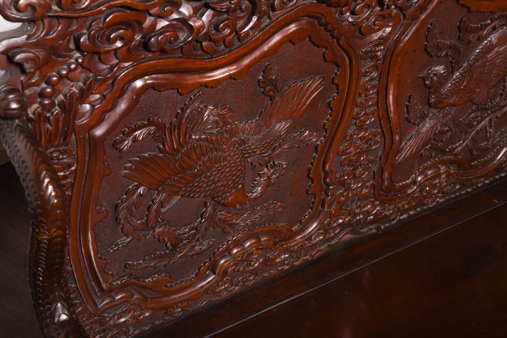 Impressive carved Japanese bench View III