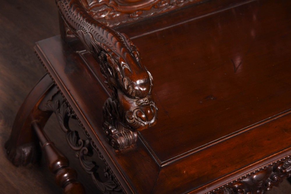 Impressive carved Japanese bench View IV