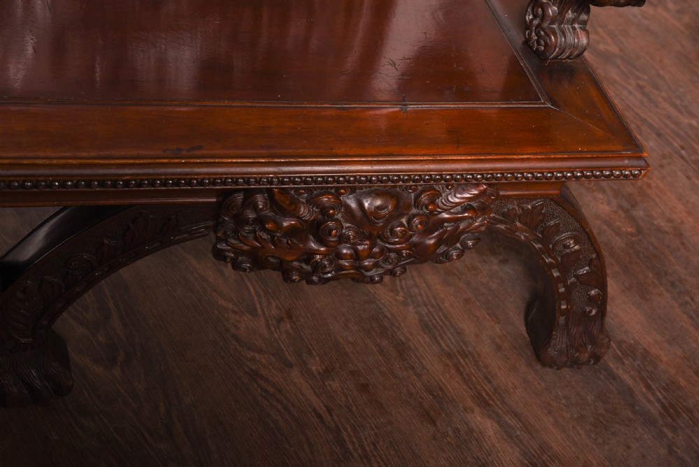 Impressive carved Japanese bench View VII