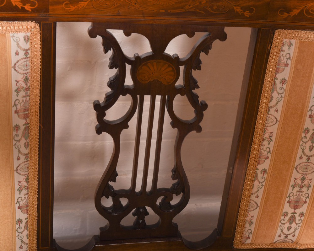 Superb Edwardian marquetry inlaid seven piece parlour suite  View III