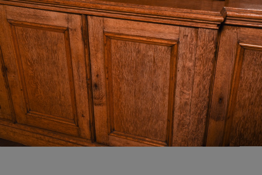 Impressive large Victorian oak five door breakfront library bookcase  View V