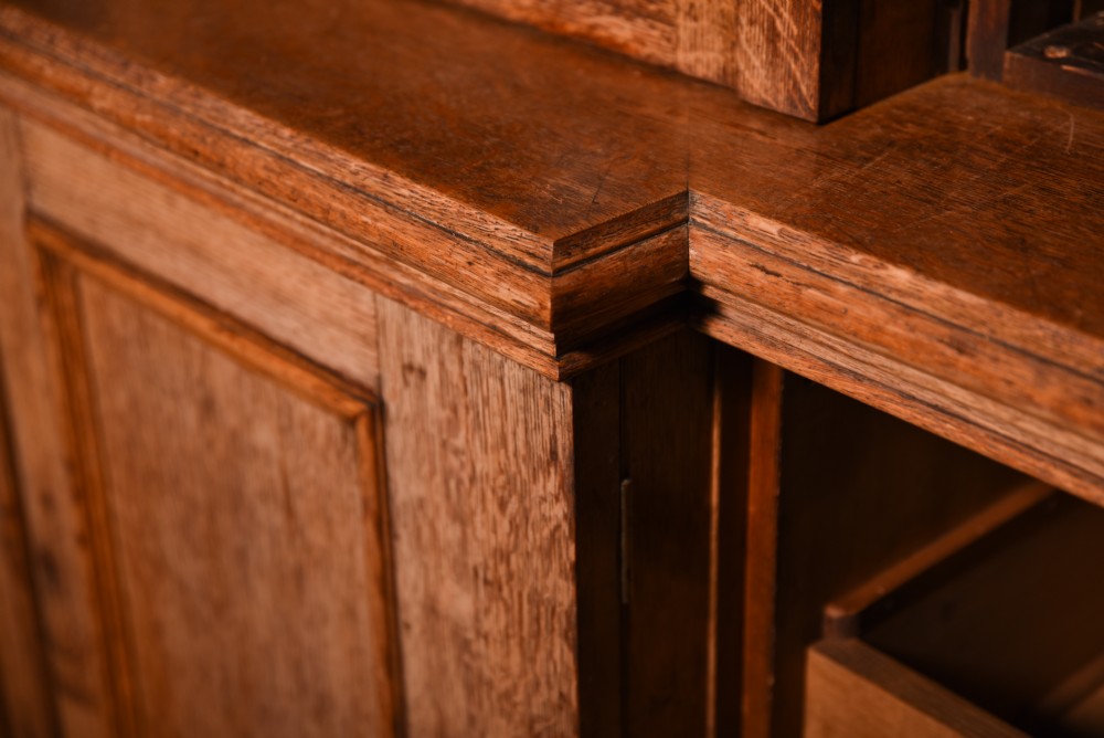 Impressive large Victorian oak five door breakfront library bookcase  View XXV