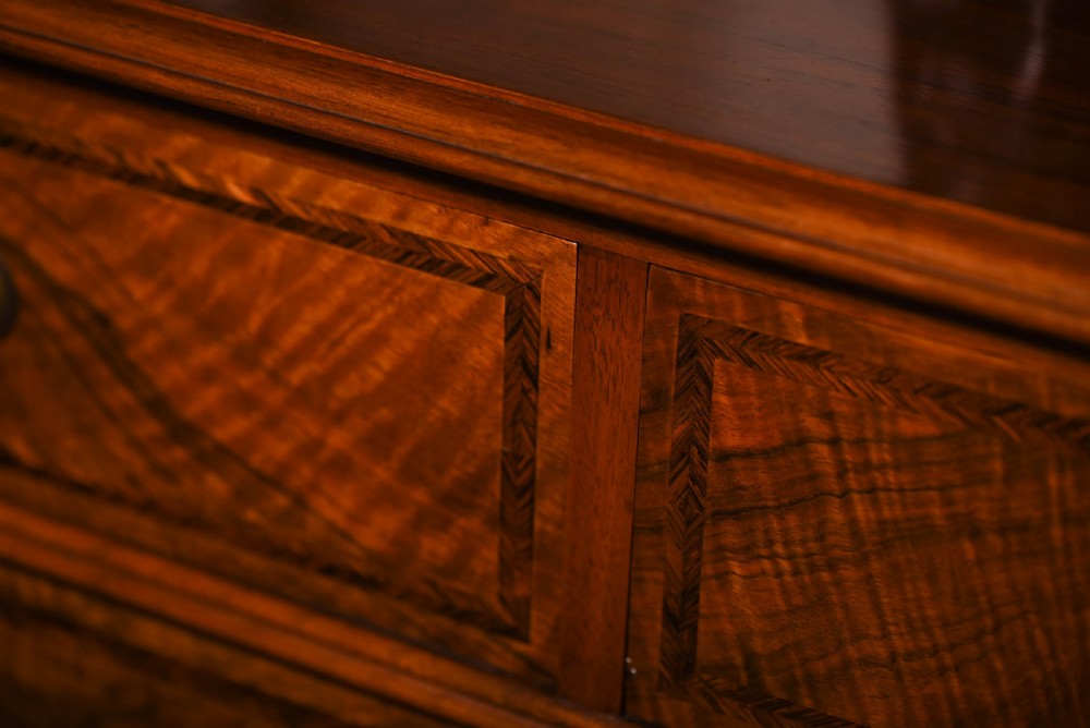 Stunning inlaid Figured walnut chest of drawers  View IV