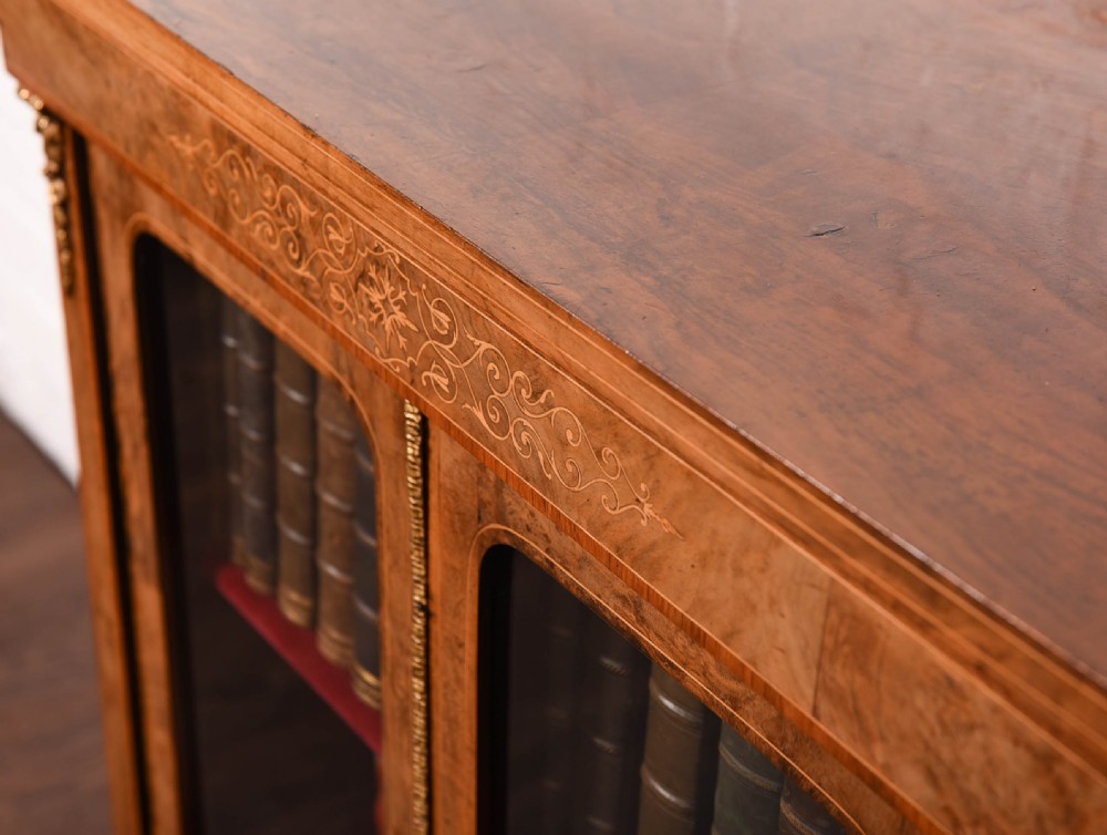 Burr Walnut 2 door inlaid bookcase of neat proportions  View V