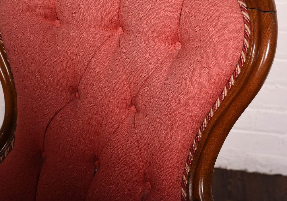 Victorian Button back mahogany arm chair View XII