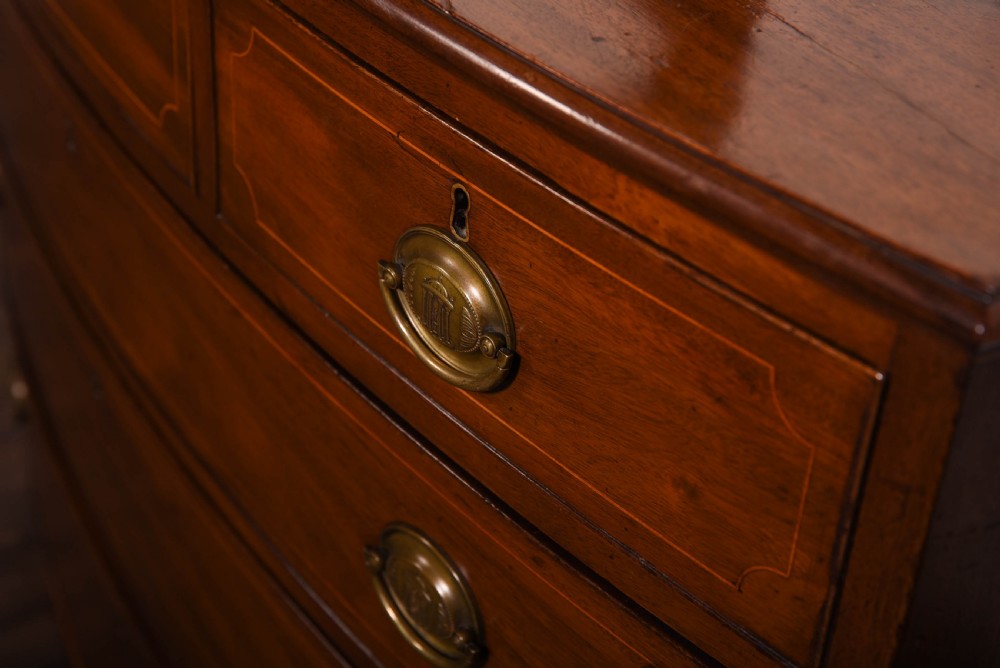 Georgian Mahogany bow front 3 over 3 chest of drawers  View III