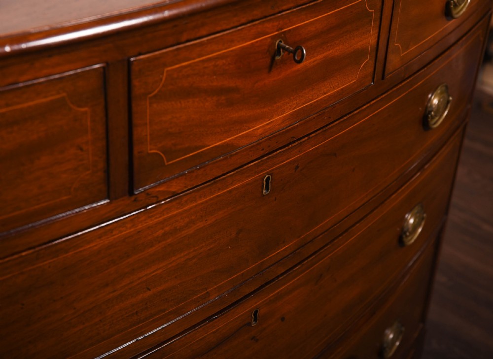 Georgian Mahogany bow front 3 over 3 chest of drawers  View VI