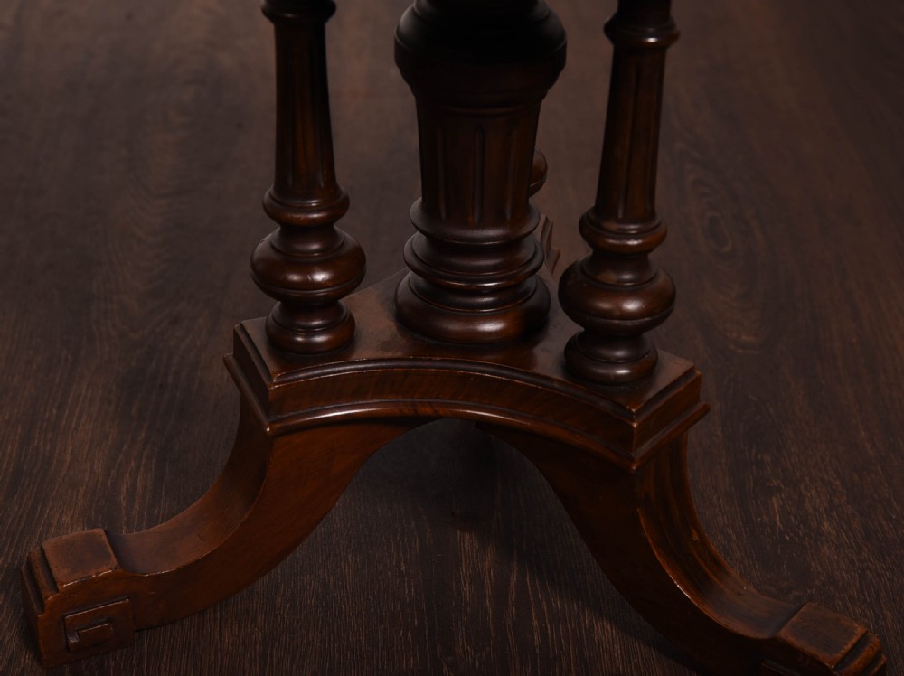 Victorian Mahogany Revolving piano stool with a bead work  seat  View IV