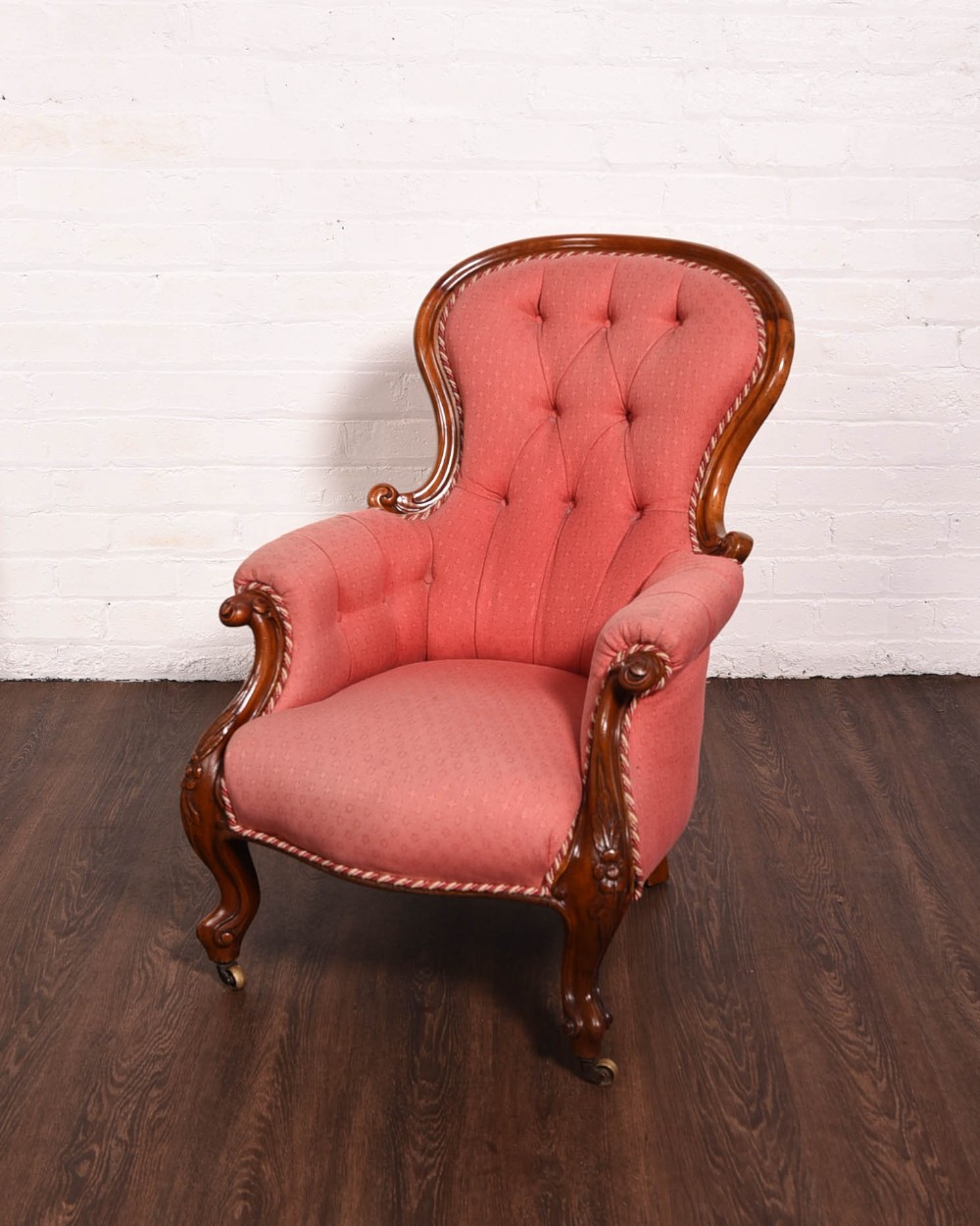 Victorian button back mahogany arm chair 