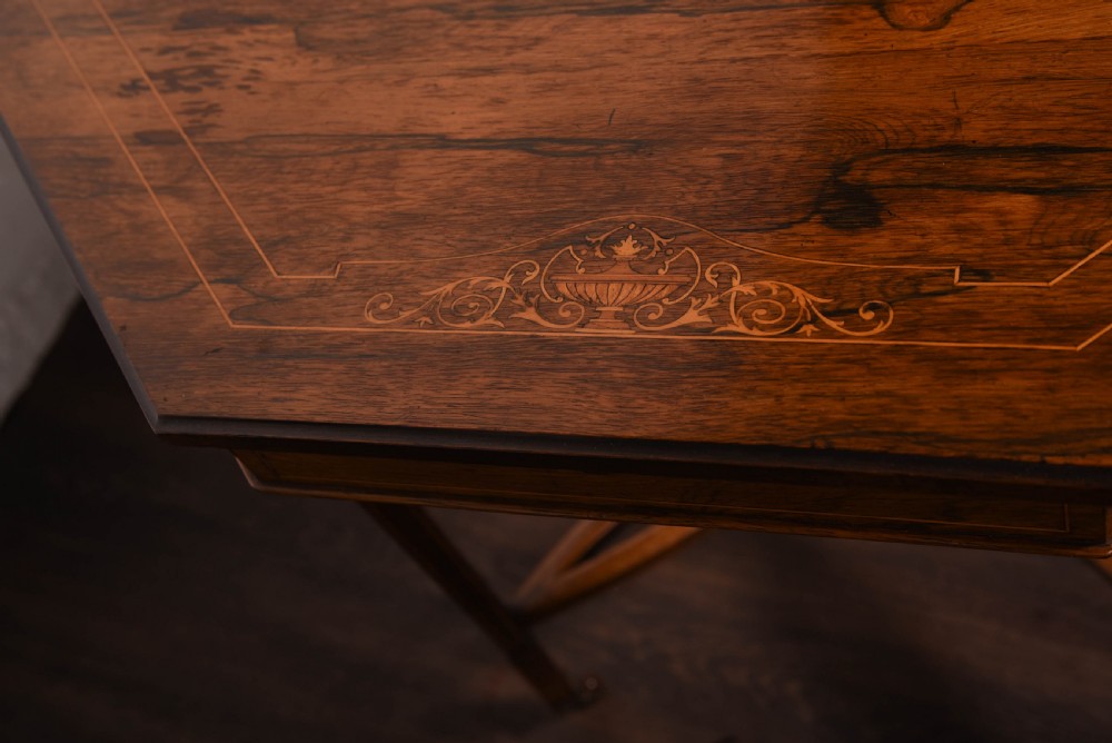 Stunning Edwardian inlaid rosewood centre table  View XII