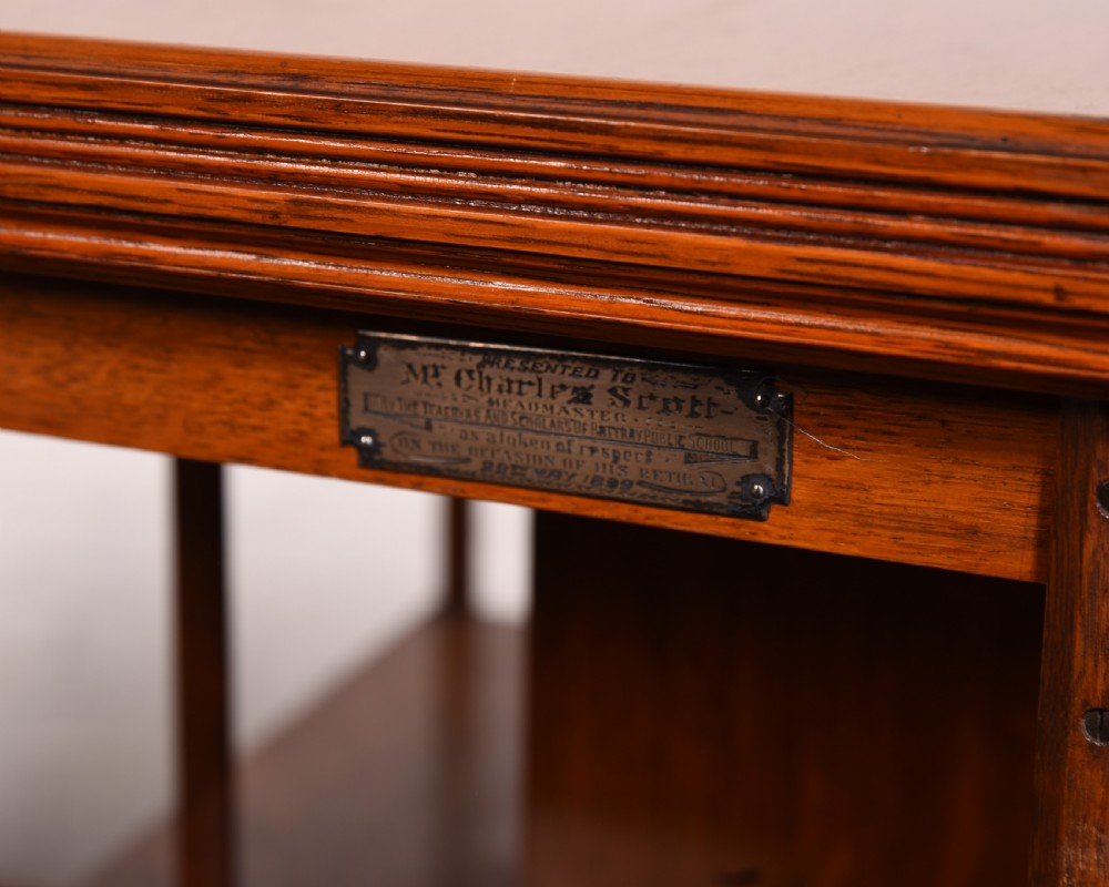 Large oak revolving bookcase View II