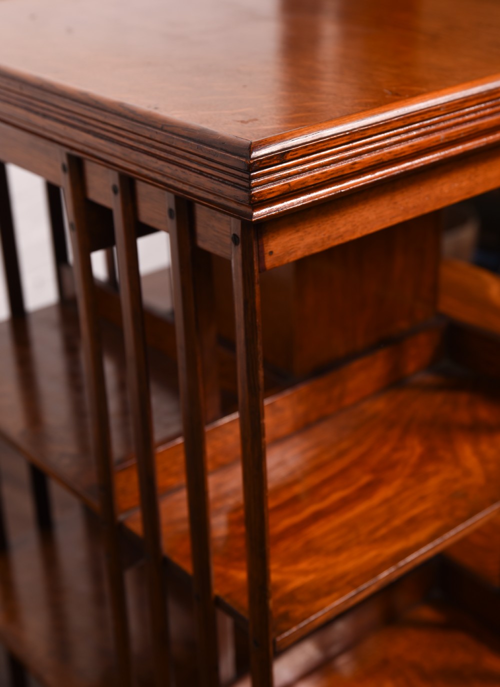 Large oak revolving bookcase View III