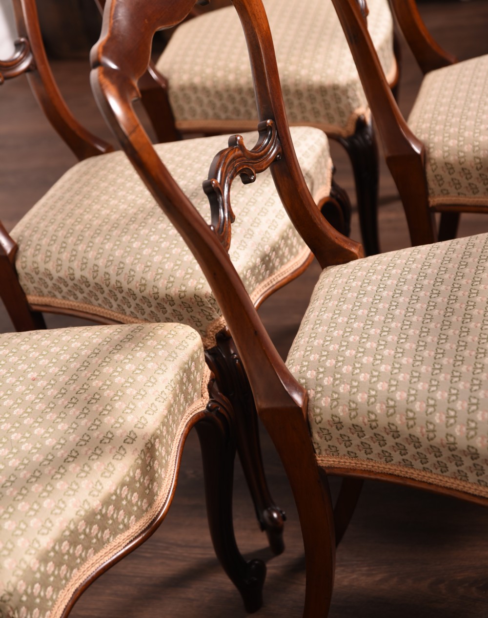 Stunning set of six Victorian cabriole leg chairs View VII