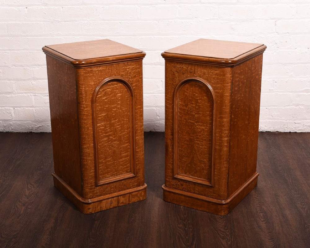Rare pair of Victorian Hungarian ash bedside cabinets 