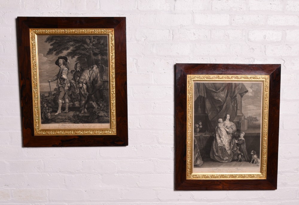 Stunning pair or rosewood framed engraving
