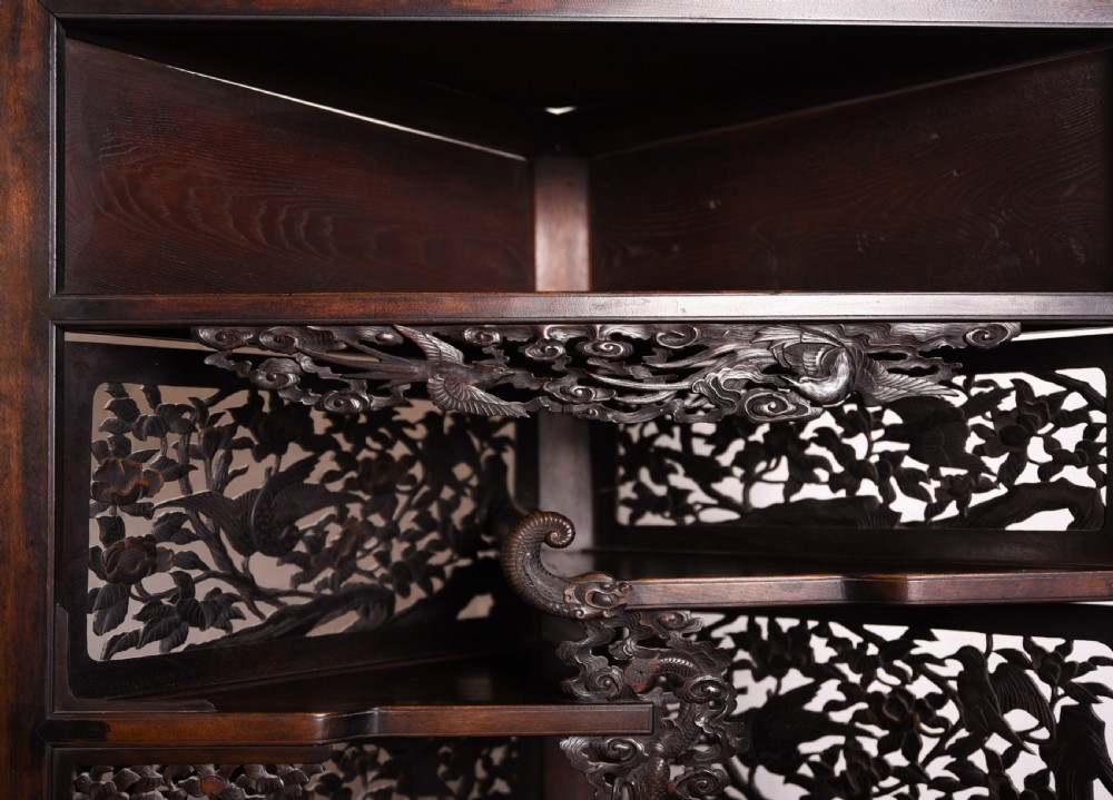Japanese carved corner display unit View VIII