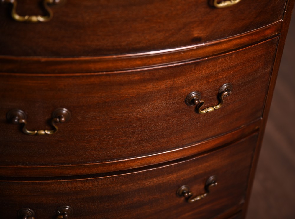 Neat Edwardian Mahogany bowfront chest of drawers View III