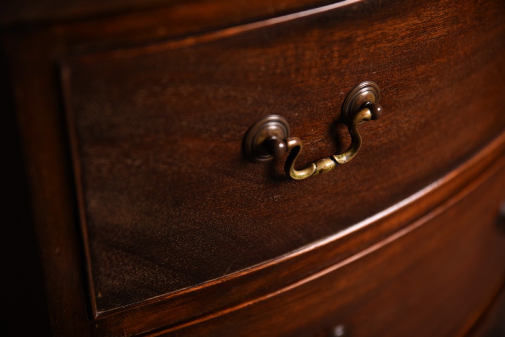 Neat Edwardian Mahogany bowfront chest of drawers View V