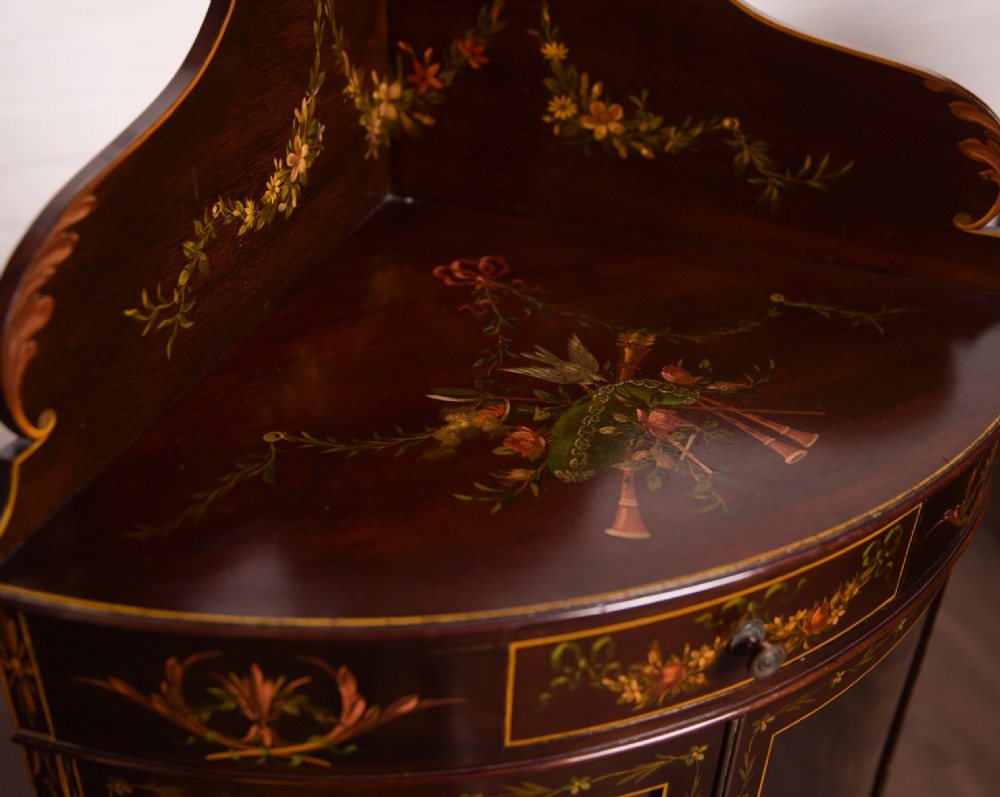 Stunning hand painted bowfronted corner display cabinet View III