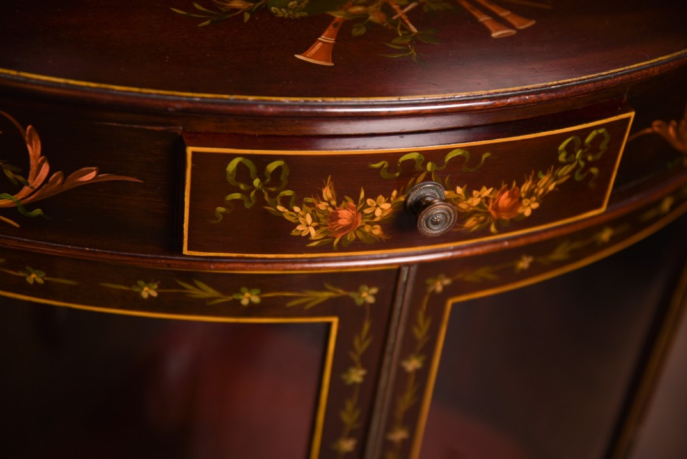 Stunning hand painted bowfronted corner display cabinet View IX