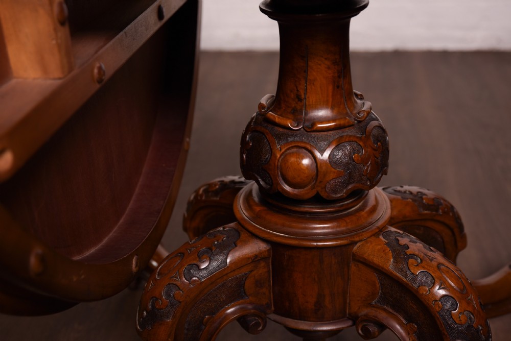Stunning Victorian Burr Walnut snap top loo table View VII