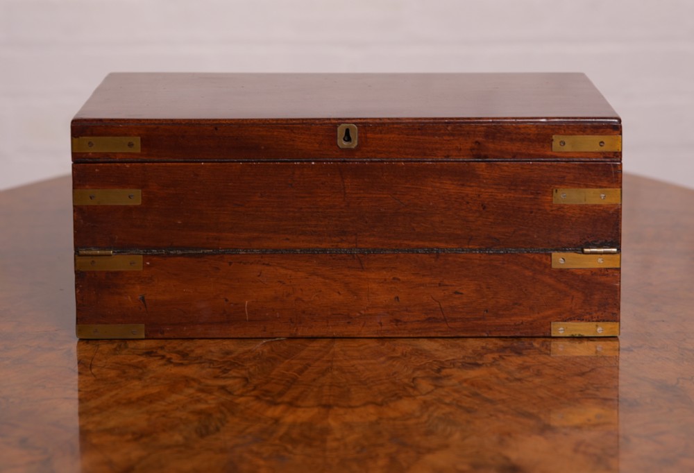 19th century Mahogany brass bound campaign writing slope 