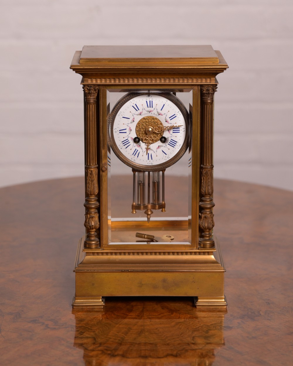 19th Century French Four glass mantle clock