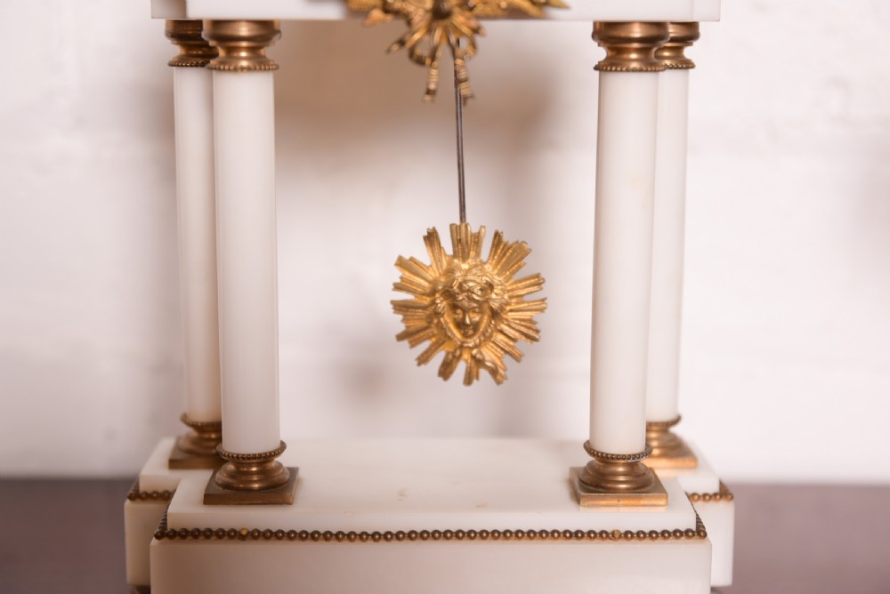 Stunning French White Marble Pillar Clock Set View VI