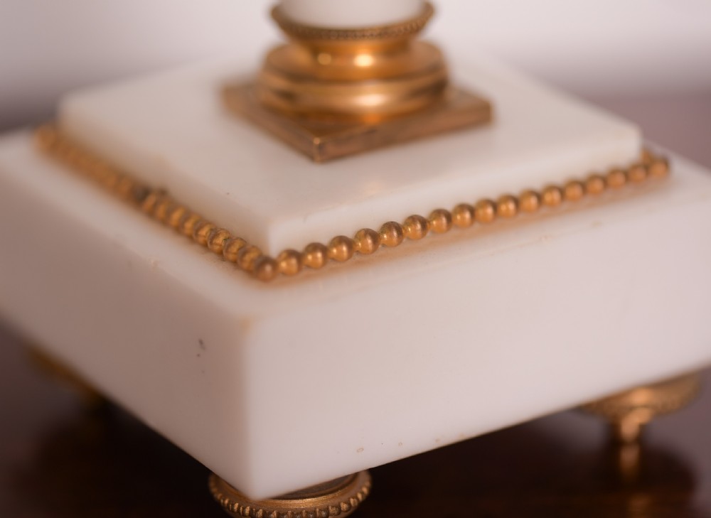 Stunning French White Marble Pillar Clock Set View XV