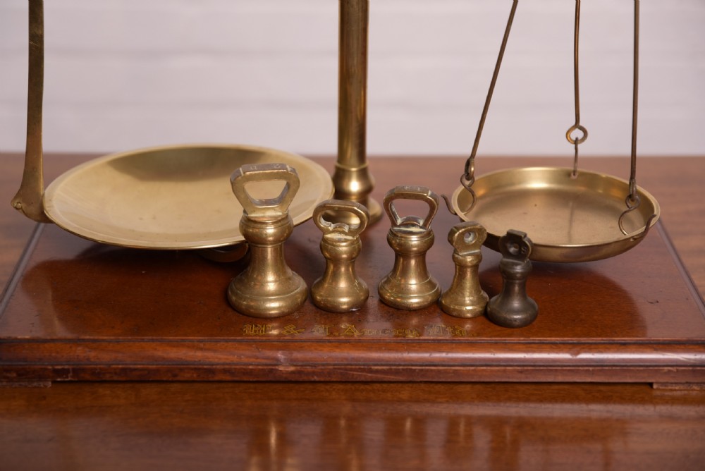 Set of brass Avery balance scales  View III