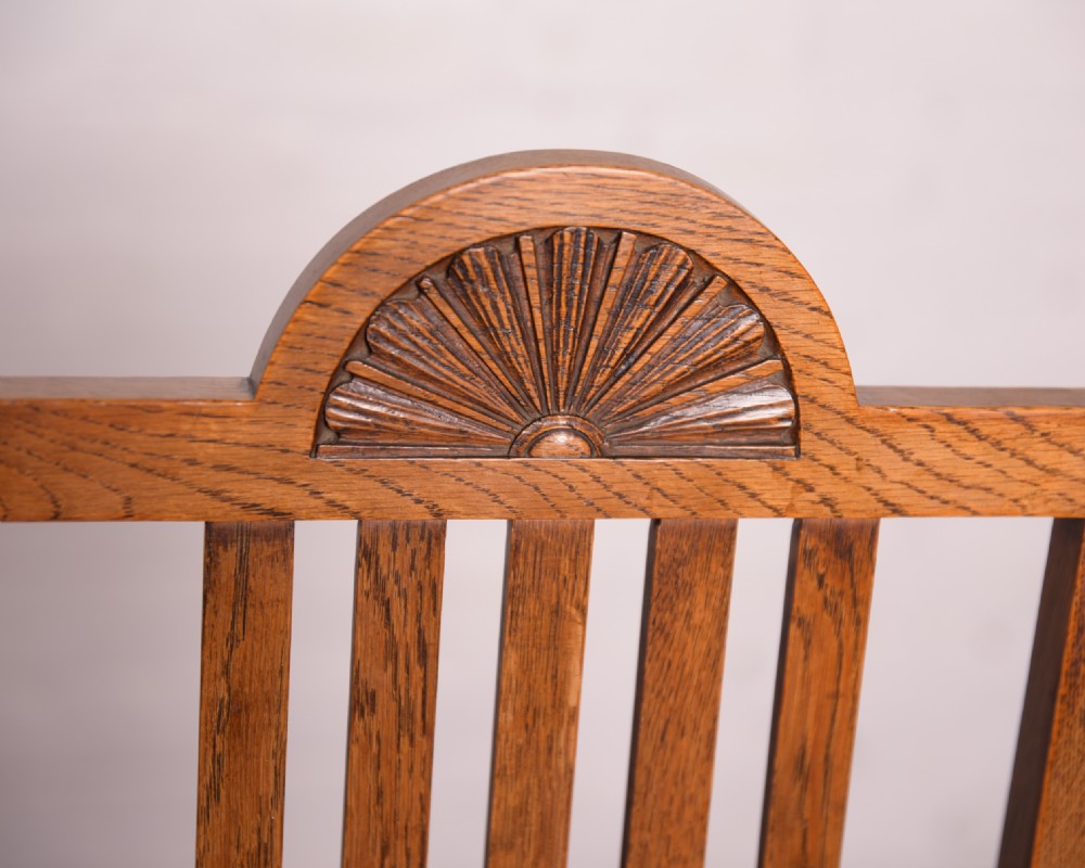 Superb set of 8 Oak Arts and crafts chairs  View IV