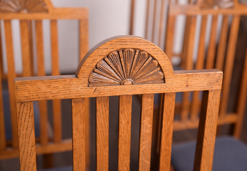 Superb set of 8 Oak Arts and crafts chairs  View VI