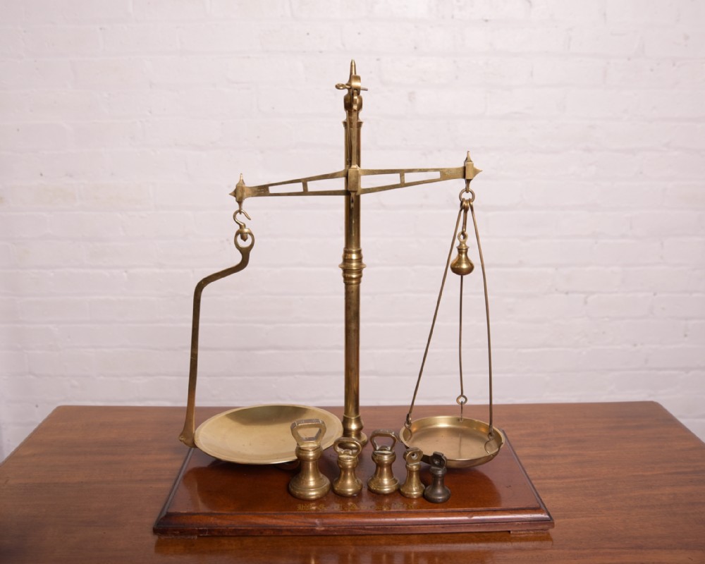 Set of brass Avery balance scales 