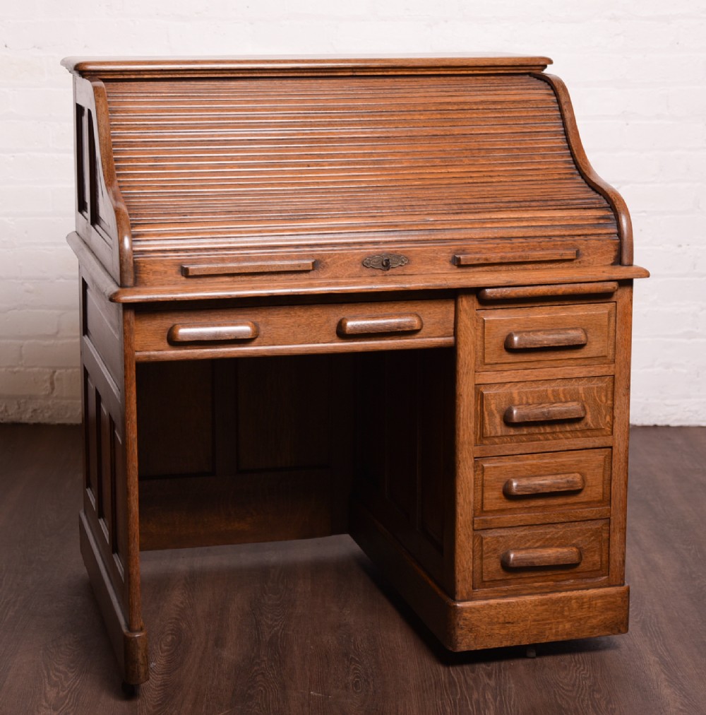 Quality oak s type roll top desk
