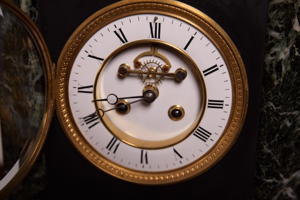 Imposing Victorian Black Slate Mantel clock View VI