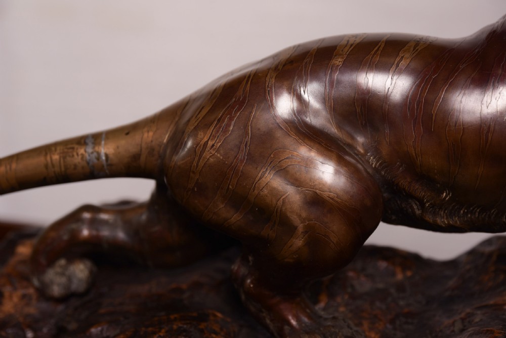 Outstanding 19th Century Signed Japanese Bronze tiger  View III