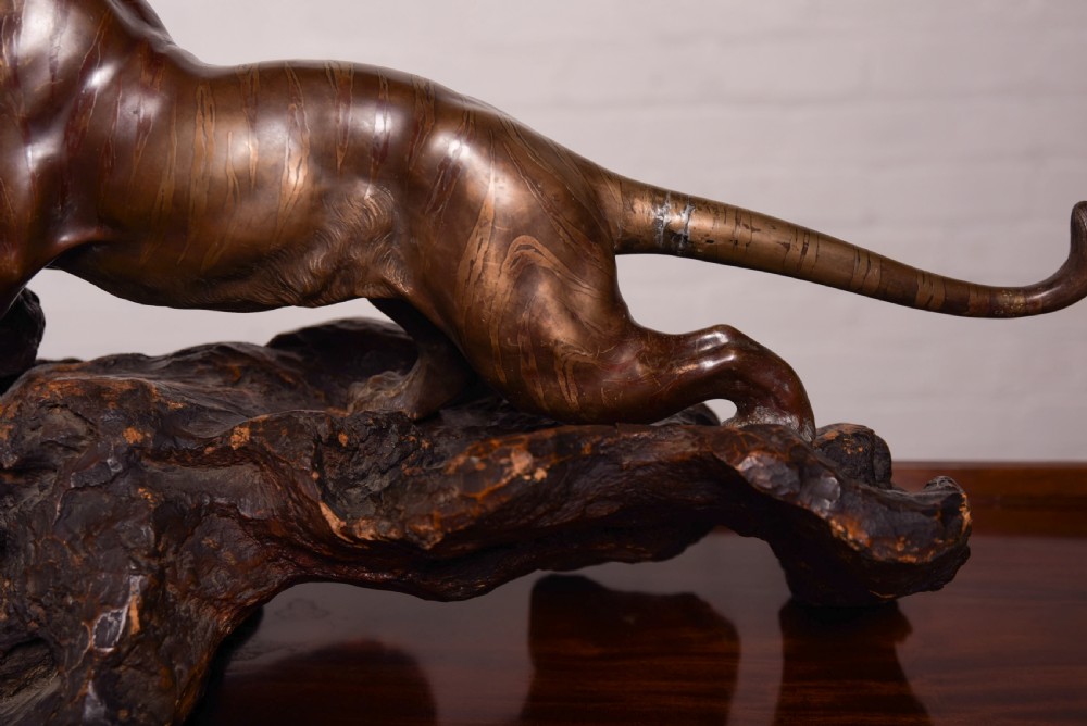 Outstanding 19th Century Signed Japanese Bronze tiger  View X